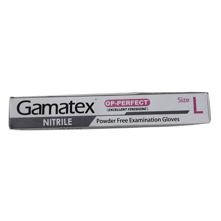 دستکش نیتریل غیر پودری حریر مدل GAMATEX سایز بزرگ (L) بسته 100 عددی
